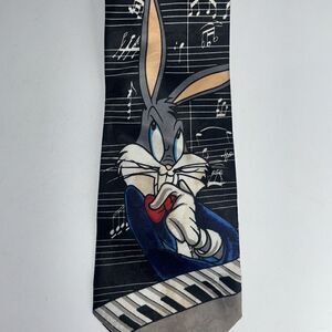 Vintage Looney Tunes Tie Bugs Bunny with Music Notes and Keyboard